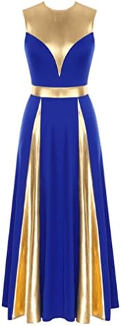 Jeatha Ženski bez rukava bez rukava u boji metalik lirski plesni haljina liturgijskog pohvale plesne haljine Tunic