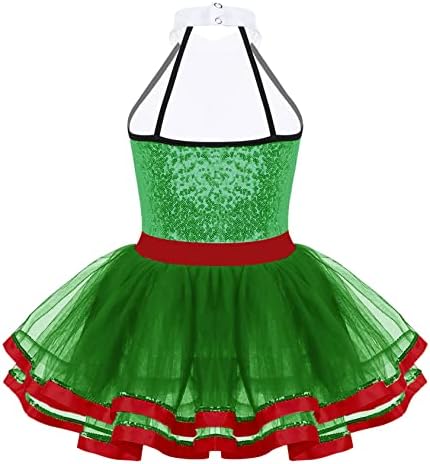 Daenrui Kids Girls sjajne šljokice Halter plesne haljine Balet Leotard Tutu suknja Jazz Latino Moderni plesni kostim