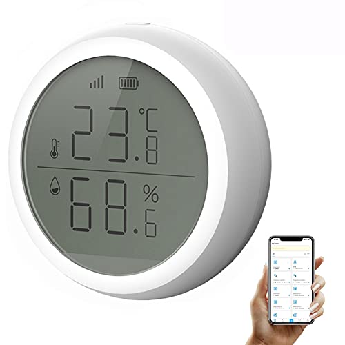 Huoooqt Sobni termometar, vlažni mjerač telefon telefon, zigbee digitalni higrometar daljinski upravljač Smart Home Automation LCD