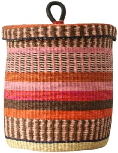 Srednja Gana tradicionalna ručno pletena Afrička Gana korpa za veš prirodna korpa sa poklopcem