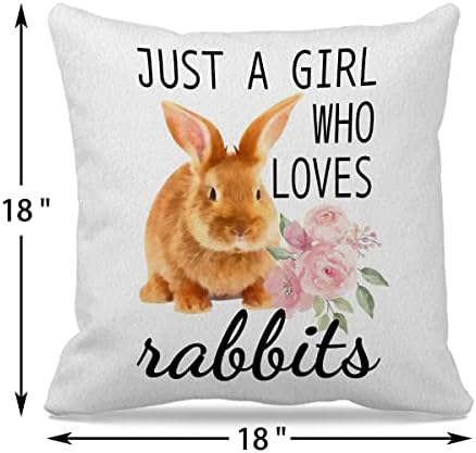 Tema zec 18 × 18 samo djevojka koja voli zečeve smiješno slatko zečje cvjetno ukrasno bacanje jastučića za kućnu dnevnu sobu Djevojke