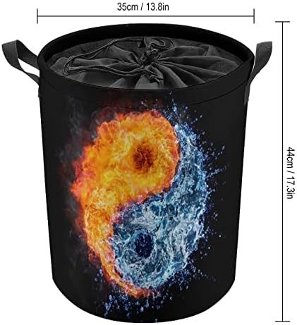 Vatra i voda-Yin Yang korpe za veš sa ručkama vodootporne sklopive vezice sa okruglom odjećom Hampers Organizator za odlaganje