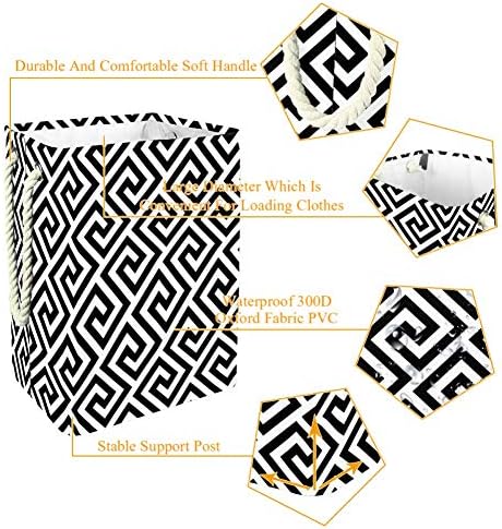 Inhomer crno-bijela geometrijska linija apstraktni uzorak 300D Oxford PVC vodootporna odjeća korpa velika korpa za veš za ćebad igračke