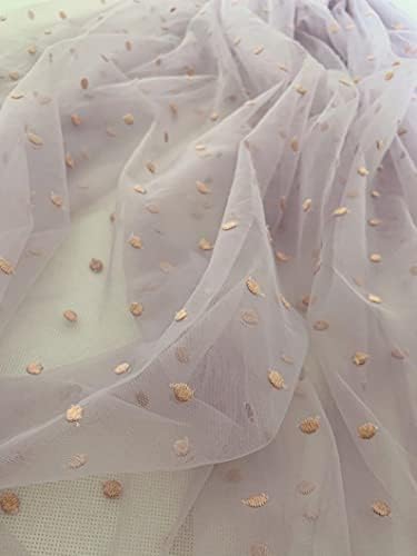 Tkanina za Zanatsko šivanje 1 dvorište fensi ljubičasta tkanina od tila sa vezenim tačkama za svadbeni veo, svadbena haljina