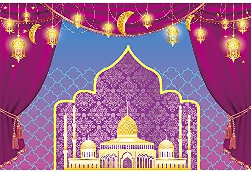 SeekPro 8x6ft Vinilna ljubičasta pozadina za rođendan princeze Aladinova lampa Marokanska arapska Noćna pozadina prilagođeni natpis