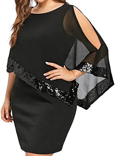 Žene Plus veličina Cold Shoulder crna haljina Overlay asimetrični šifon bez naramenica šljokice haljine Casual Casual haljine za žene