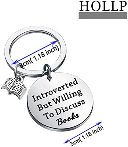 HOLLP Book privjesak za ključeve za knjige Poklon introvertiran, Ali voljan razgovarati o knjigama privjesak za ključeve za ljubitelje