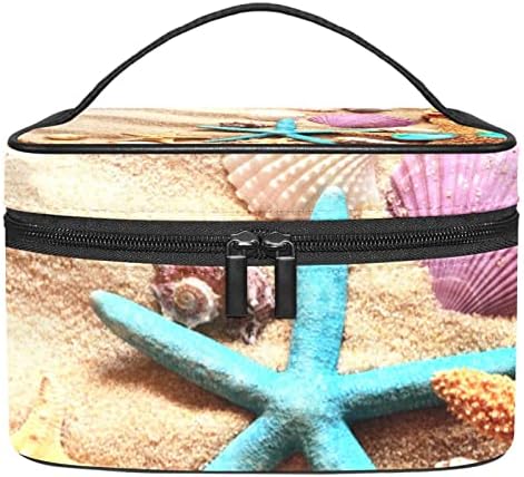ECMRad prijenosna torba za šminku Summer Starfish Seashell Print Veliki kapacitet sa patentnim zatvaračem pogodan za prekrasne djevojke