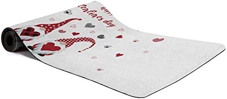CirCleO Red White Yoga Mat non Slip Hot Yoga Mat,fitnes jastuk Mat Sretan Dan zaljubljenih Love Heart Gnomes 3.5 mm debljine neklizajuća