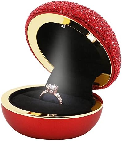 Naimo Rhinestone Angažman prsten box baršun držač naušnice kovanica kutija za nakit sa LED osvetljenom za poklon za venčanje za prijedlog