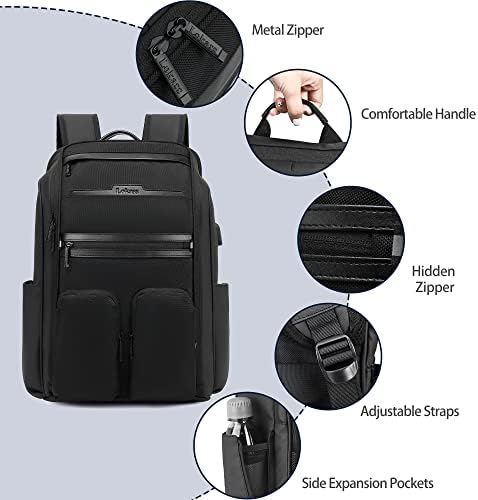 Socko Laptop ruksak za muškarce 17.3 inčni poslovni ruksak za putovanja sa USB priključkom za punjenje, vodootporni ruksak na radnom