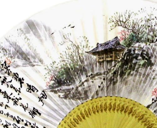 Antique Live ručno oslikano sklopivo kopneni pavilj u proljeće korejski mulberry riža bijeli papir bambus art ručni ukrasni navijač