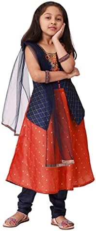 Aswini Djevojke Sako Stil Salwar Odijelo | Readymade Indijske Djevojke Churidar Salwar Odijelo Sako Stil Top