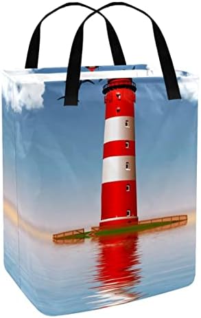 Sea Lighthouse Beach Print sklopiva korpa za veš, 60L vodootporne korpe za veš kante za veš igračke skladište za spavaonicu u kupatilu