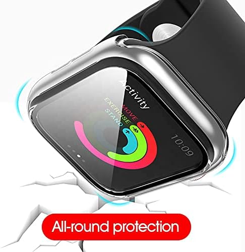 Slučaj za Apple sat 44mm / 42mm / 40 mm Zaštitnik zaslona s kaljenim staklom, tvrdi PC HD puni poklopac za Apple Watch