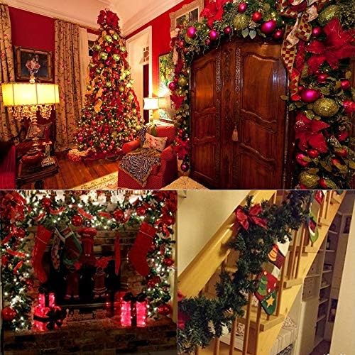 Vuaohiy 9 stopa božićni vijenac sa svjetlima Božićni ukrasi umjetni vijenac sa bobicama i borovima za ulazne vrata mantle stepenice