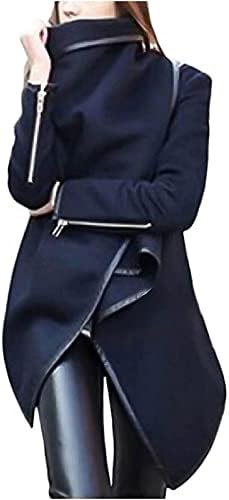 Ženski ovratnik navratni ovratnik Cardigan kaput otvorena prednja nepravilna jakna od jakne od vina Vintage vunene mješavine kaputa
