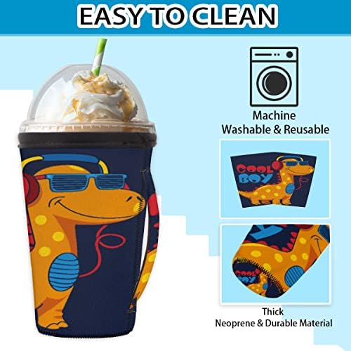 Cool Dinosaur za punjenje za punjenje kafe hladan napitak Kompatibilan je £ ¬Dinosaur Slušanje muzičkog čaša ručica sa ručkom mašinom za pranje za većinu kafe pića od 32 oz