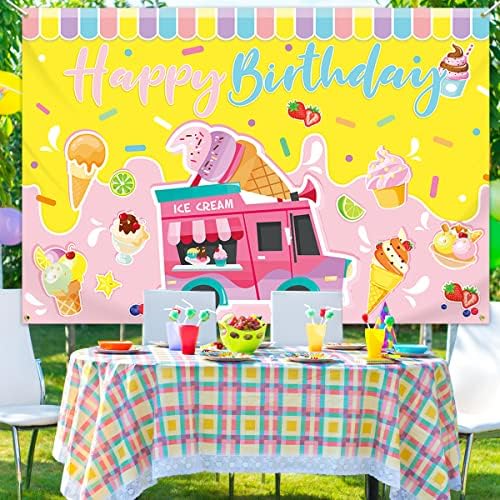 Sladoled Rođendanska zabava dekoracije-sladoled kamion pozadina djevojke sretan rođendan Photo Booth pozadina ljeto sladoled tema