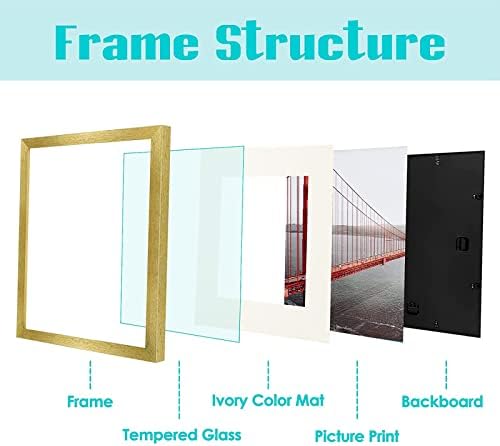 Frametory, 11x14 okvir za slike - Display 8x10 fotografija sa prostirkom u boji slonovača - široko oblikovanje - unaprijed instalirani