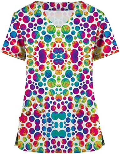Kratke rukave bluze za žene V vrat Spandex Gradient Rainbow cvjetni grafički radni piling Tie Dye bluza tinejdžerke