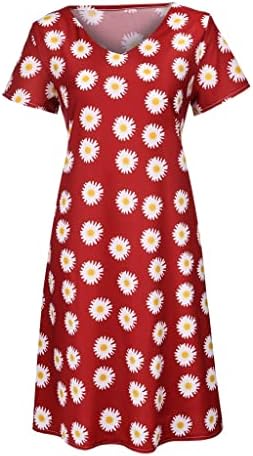 RUZIYOOG Ljetna casual majica za žene za žene kratki rukav swing plažom Tunika Tunika Boho cvjetni print Loose A-line mini haljina