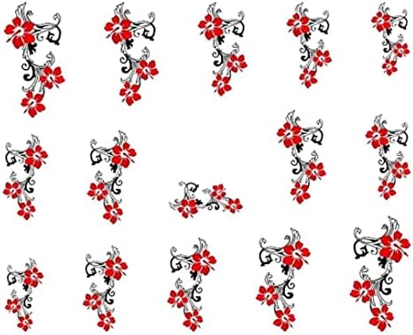 Naljepnice za umjetnost noktiju - DIY Savjeti za nokte naljepnice prenose Crvene cvjetne naljepnice Nail Art dekoracija Crvena stilski