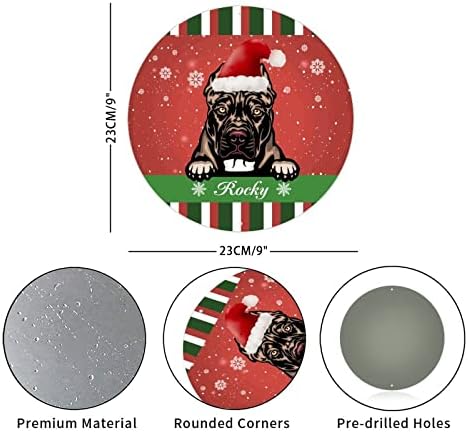 Okrugli metalni limen znak Prilagođeni pas Merry božićni krug vijenac potpisuje vintage zidne vrata znakove klasične božićne metalne
