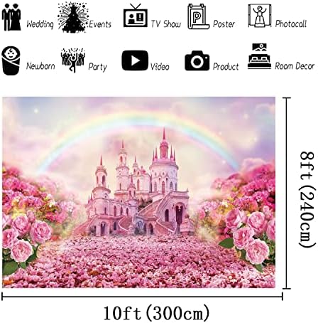 Fantasy Castle pozadina Pink Flower Spring Garden sanjivo dvorac Wonderland Rainbow Cloud slatka princeza djevojka portret fotografija