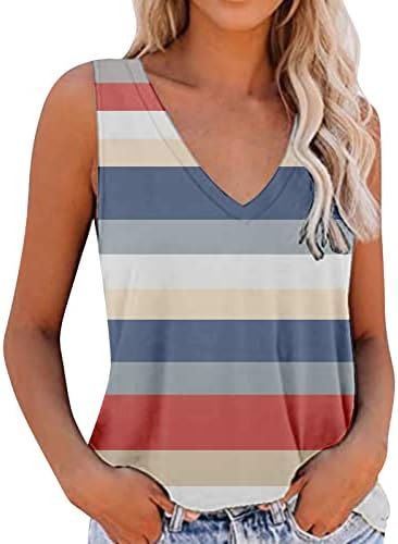 Ženske Tank Tops Labave Ljetne Vrhove Tunike Majice Casual Sleeveless Slatke Štampane Bluze Vježba T-Shirt Trening Plava
