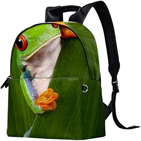 Tbouobt kožni ruksak za putovanja Lagani laptop casual ruksak za žene muškarci, tropska žaba