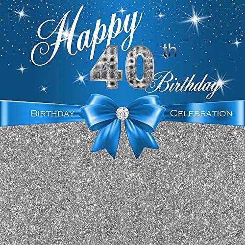 MEHOFOTO sretan 40. rođendan fotografija pozadina plava i srebrna svjetlucava mašna proslava rođendana Banner Pozadine za fotografiju