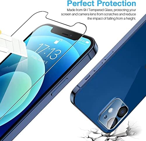 WAASS [2 pakovanja] zaštitnik ekrana za iPhone 12 Pro Max [6,7 inča] + 2 pakovanja zaštita sočiva kamere, kaljeno staklo za slučaj,