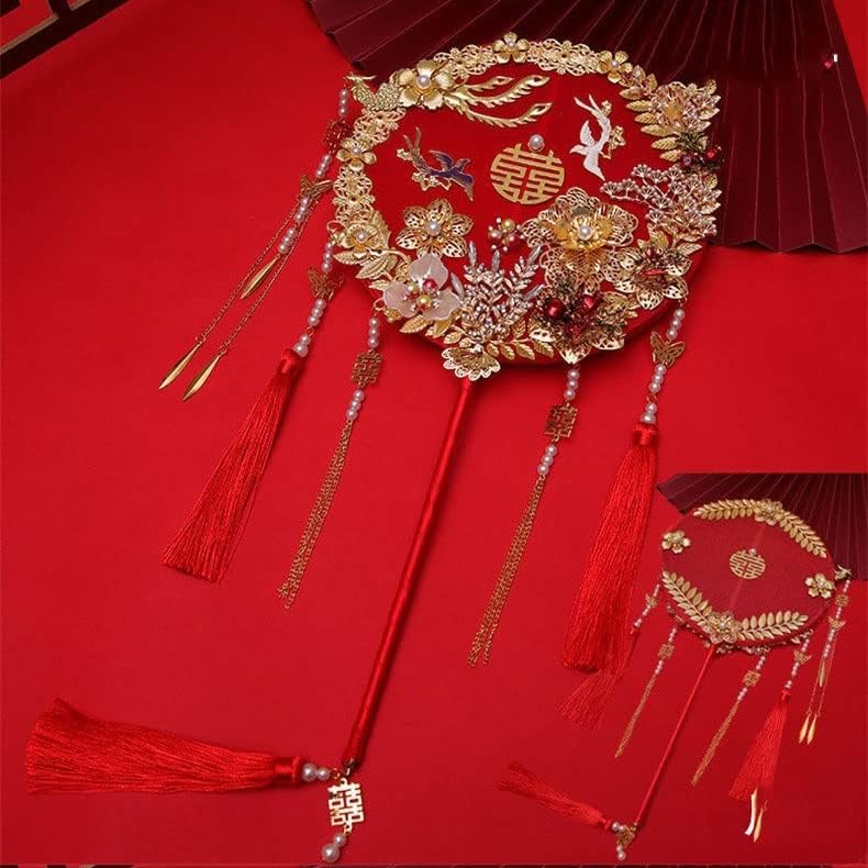 Yfsdx vintage prekrasna kineska bridalna ventilator za ruke Holding Phoenix okrugli ručno rađeni sa reselnim venčanim buketom ventilatorom