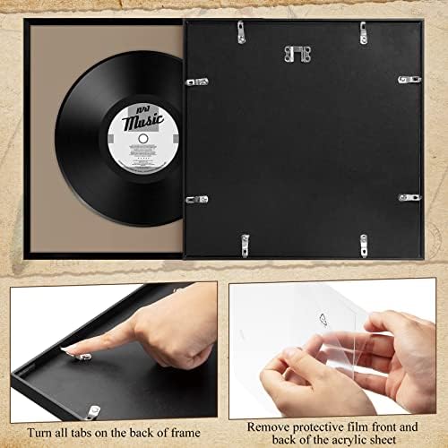 4 pakovanje crnih muzičkih albuma 12,5 x 12,5 inčni aluminijski vinilni okvir zapisa za prikaz zidova Akrilni okvir za fotookvir s