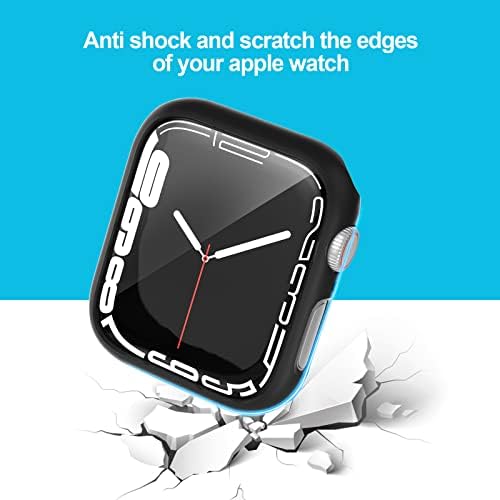 Jhacoko 4 Pakovanje kompatibilno sa Apple Watch series 7 CASE 45 mm Frame [bez ekrana], tvrdi PC SOKT zaštitni poklopac za IWATCH 7 45 mm Pribor Crna + crna + bistri + bistri
