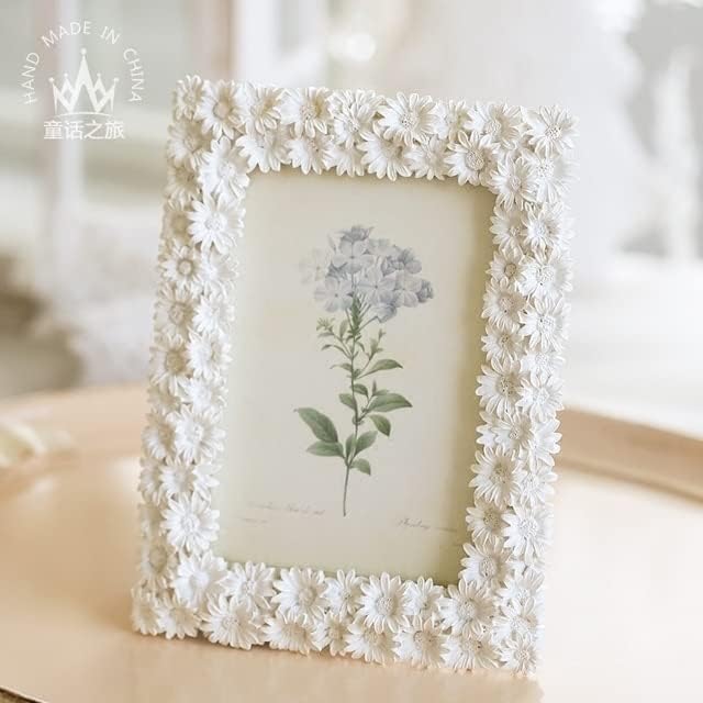 6-inčni bijeli cvjetni smoli fotografije personalizirani foto okvir vjenčani foto okvir Obiteljski foto Okviri Ornament za dnevne