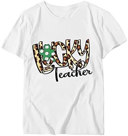 Grafičke majice za žene St. Patrick's Dnevne majice Shamrock Irska djetelina Leopard Print majica Kratki rukav Holiday tops