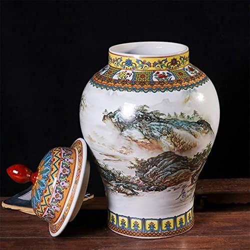 Rangler Jingdezhen Kineski tradicionalni porculan đumbir Jar Vase sa lidom orijentalne keramičke ukrasne tegle, hram u obliku kaciga, kućni ured za rođendanski poklon