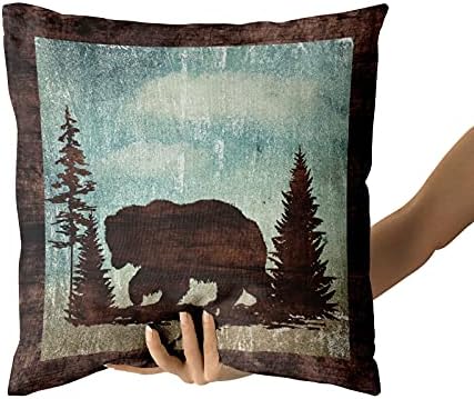 Bear jelena navlaka od 2, vintage pozadine divljim životinjama vidljiva jastučna pločica mekani pamučni odmor ukrasni jastuk 18 x